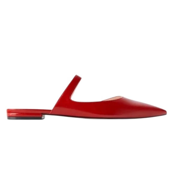 ZARA Red Flat Mules Vegan Size 38 (7.5) - Picture 8 of 9